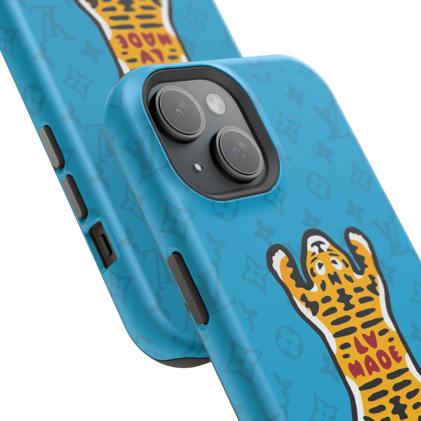 Magnetic Impact-Resistant Phone Case — Blue Tiger Rug Design