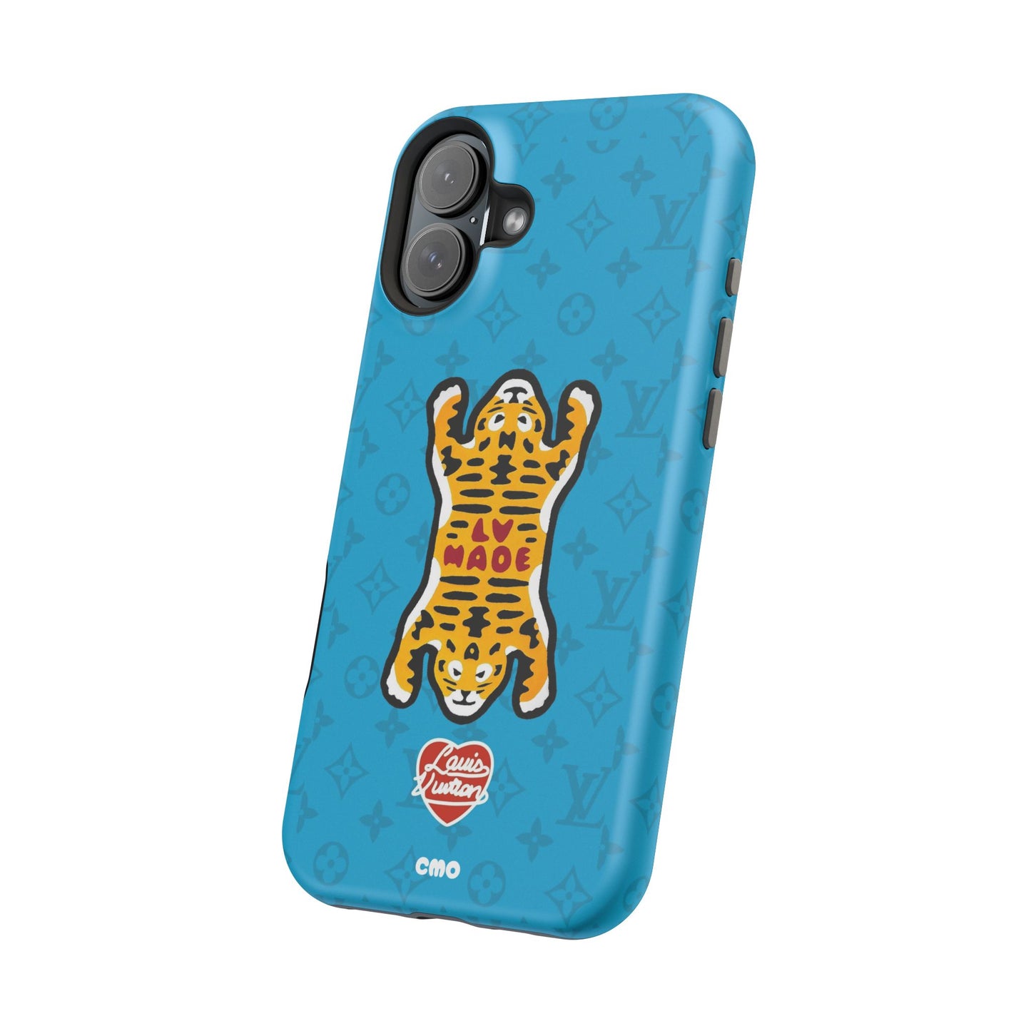 Magnetic Impact-Resistant Phone Case — Blue Tiger Rug Design