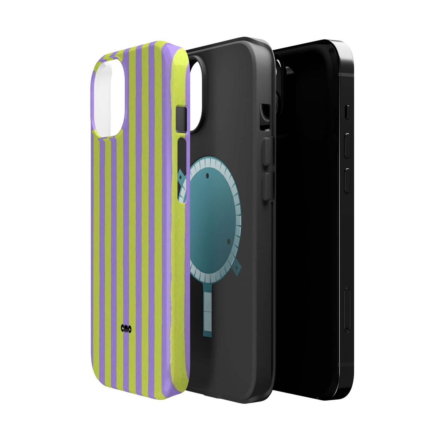 Phone Case — Bold Purple & Lime Stripe Magnetic Impact-Resistant Case
