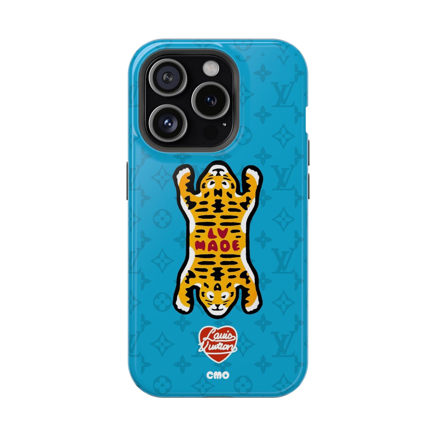Magnetic Impact-Resistant Phone Case — Blue Tiger Rug Design