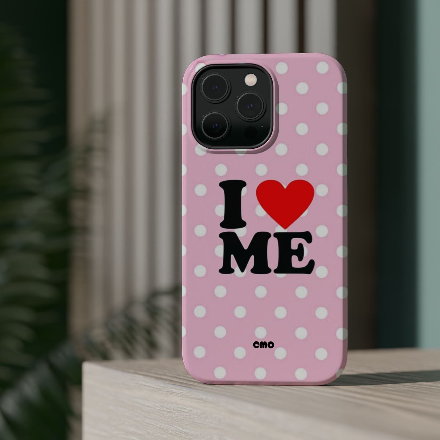Pink Polka Dot "I  love ME" Magnetic Impact Phone Case — Self-Love Protective Cover