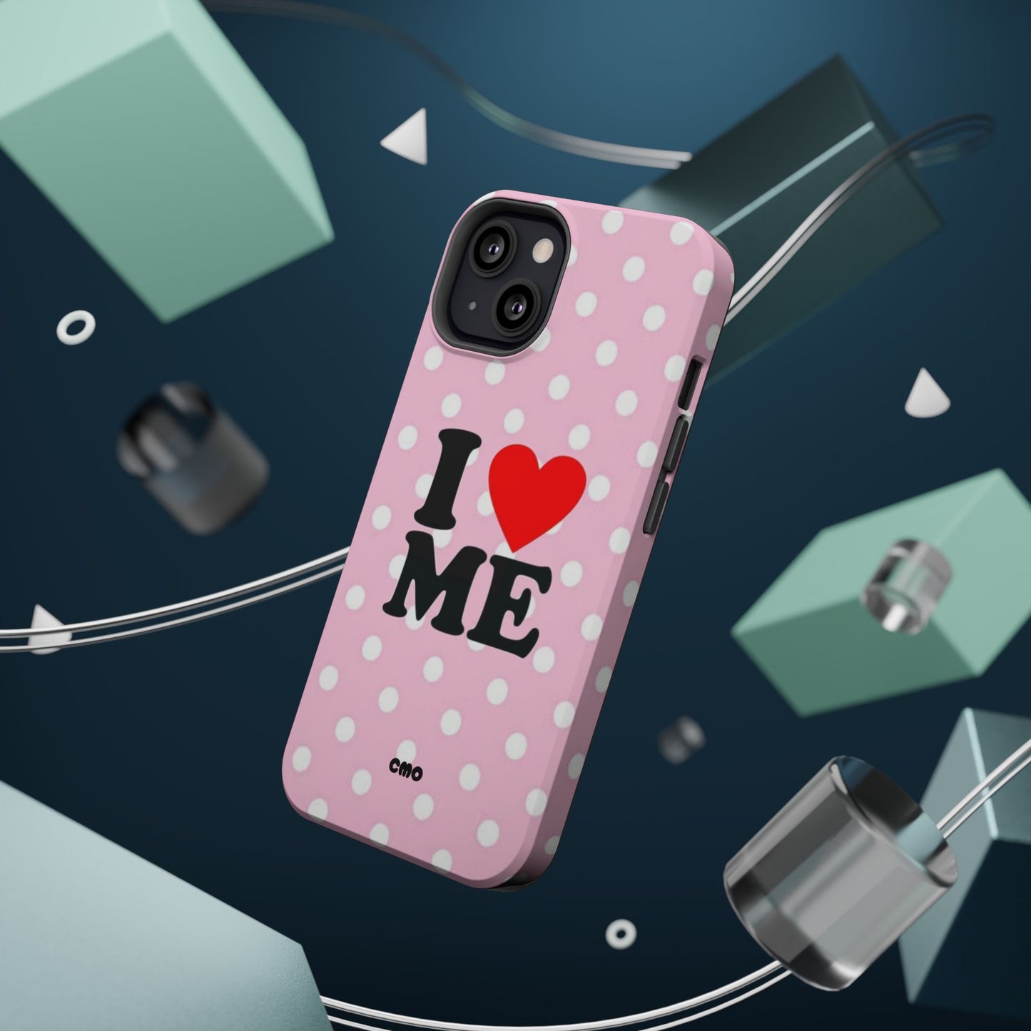 Pink Polka Dot "I  love ME" Magnetic Impact Phone Case — Self-Love Protective Cover