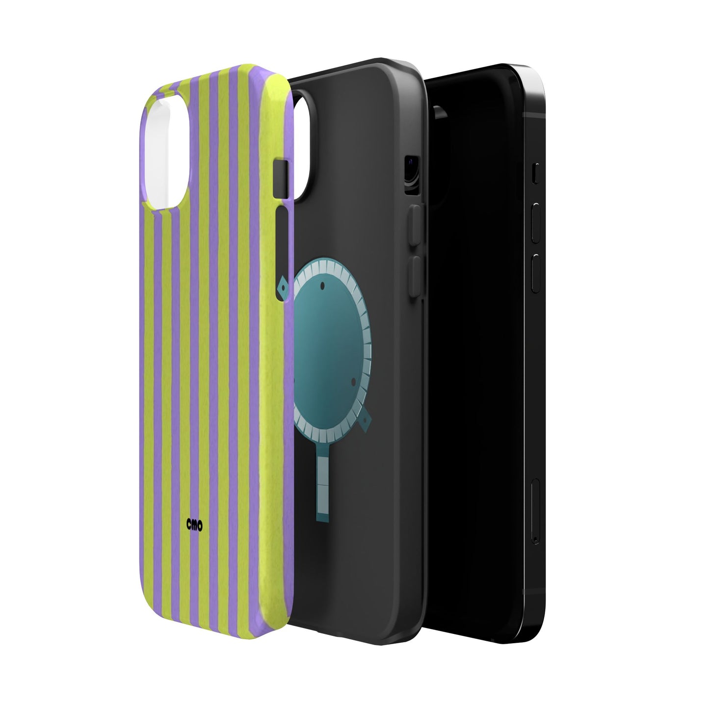 Phone Case — Bold Purple & Lime Stripe Magnetic Impact-Resistant Case