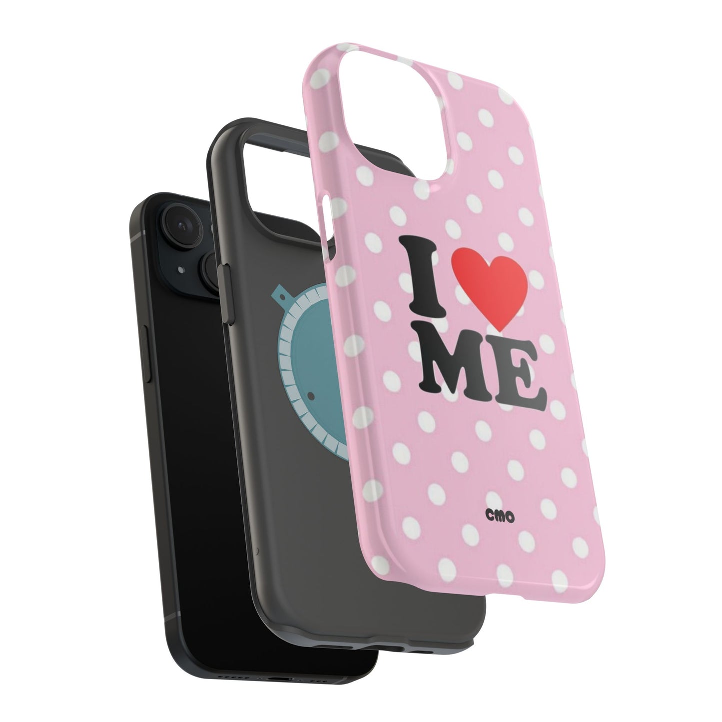 Pink Polka Dot "I  love ME" Magnetic Impact Phone Case — Self-Love Protective Cover