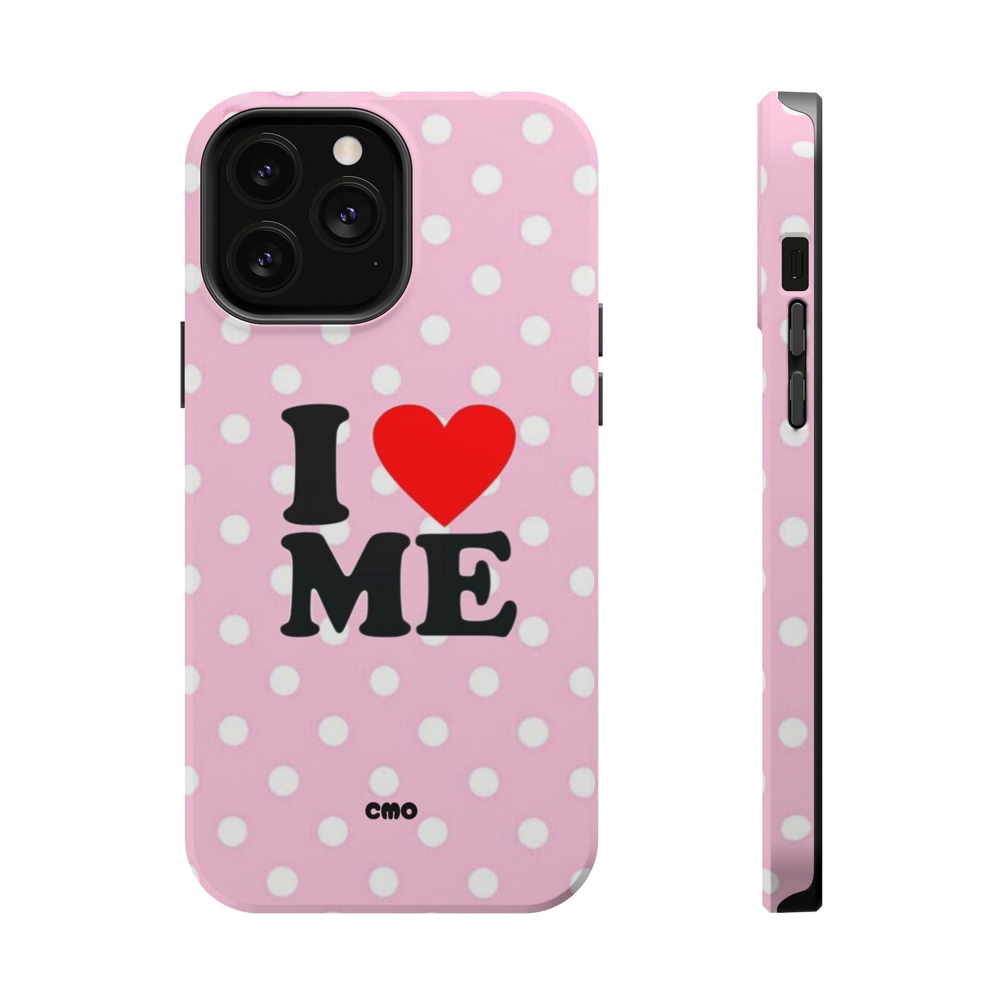 Pink Polka Dot "I  love ME" Magnetic Impact Phone Case — Self-Love Protective Cover