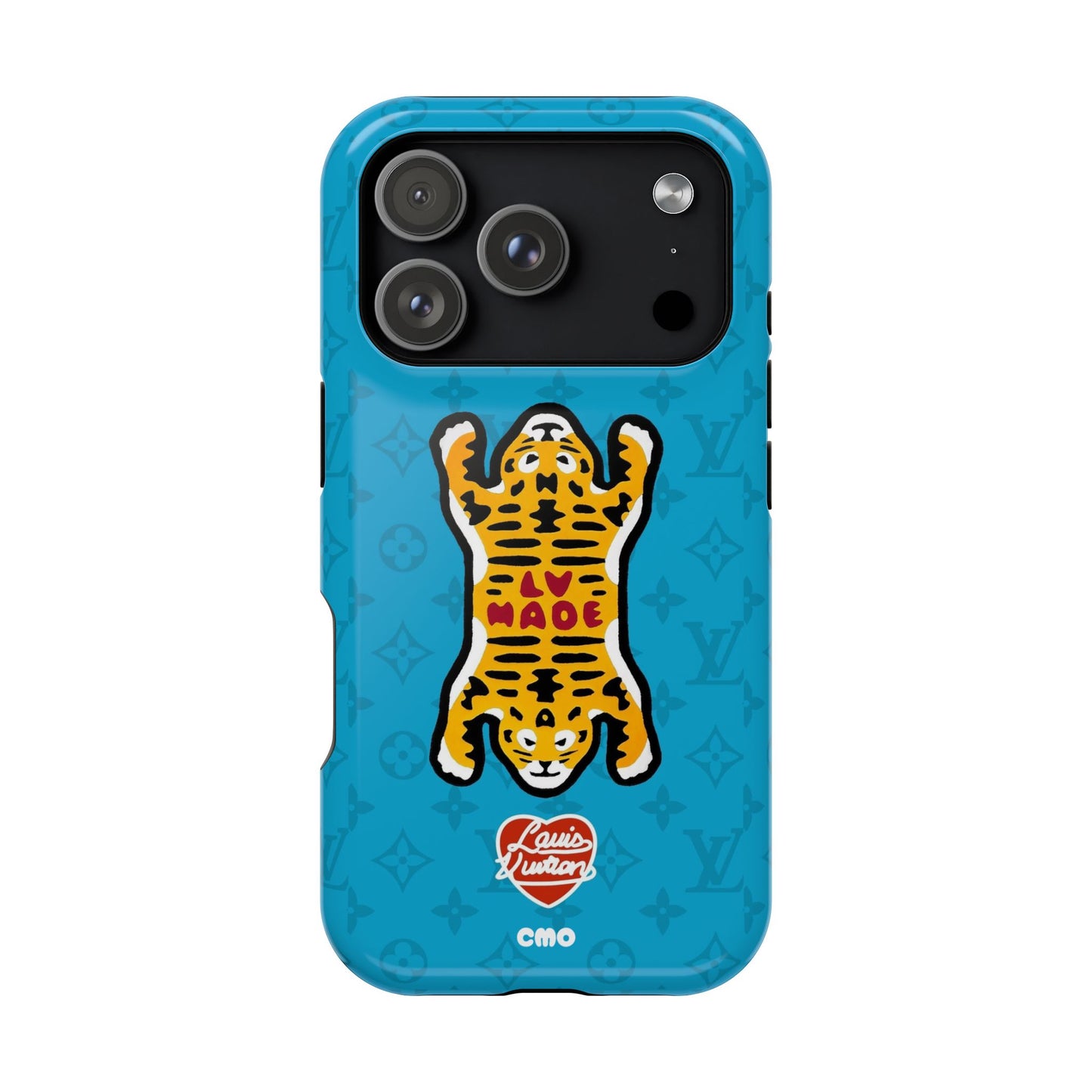 Magnetic Impact-Resistant Phone Case — Blue Tiger Rug Design