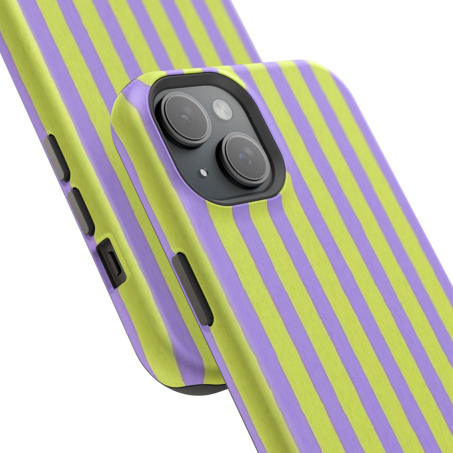 Phone Case — Bold Purple & Lime Stripe Magnetic Impact-Resistant Case