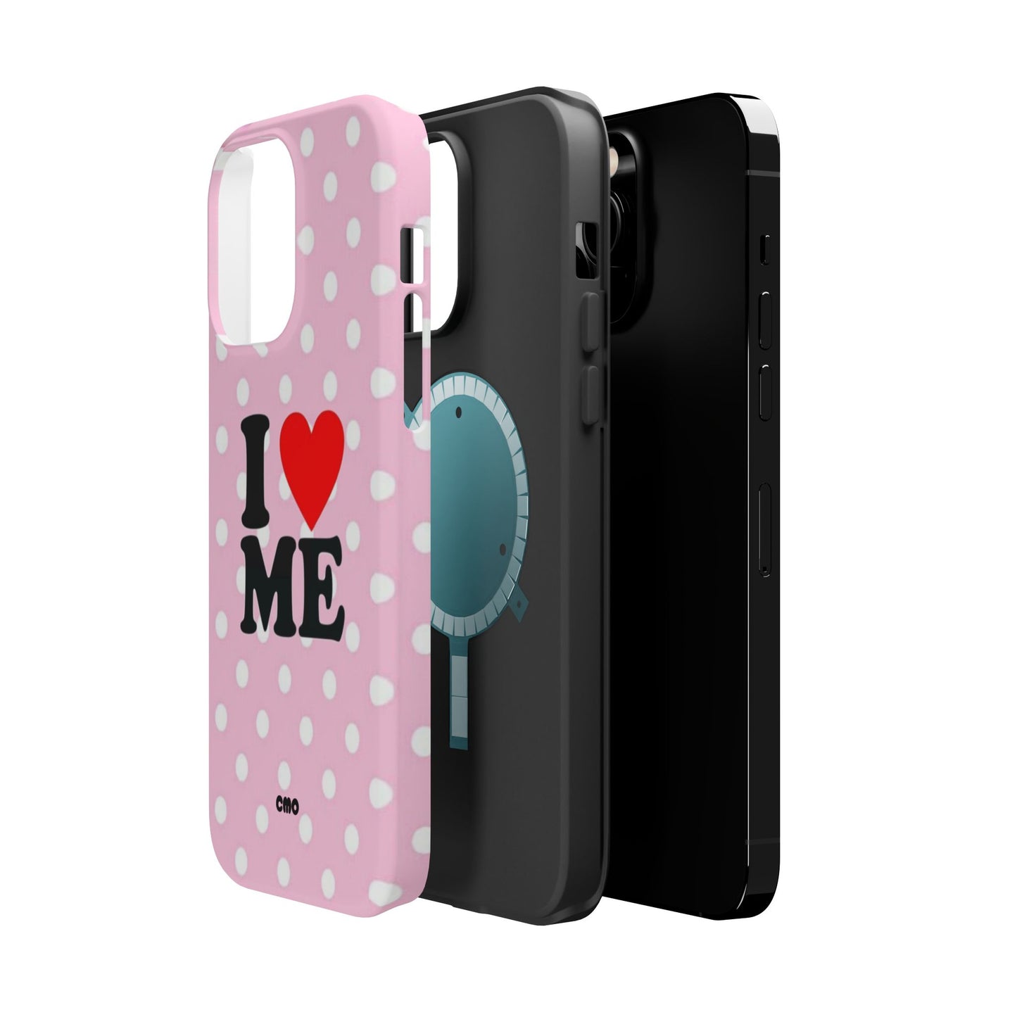 Pink Polka Dot "I  love ME" Magnetic Impact Phone Case — Self-Love Protective Cover