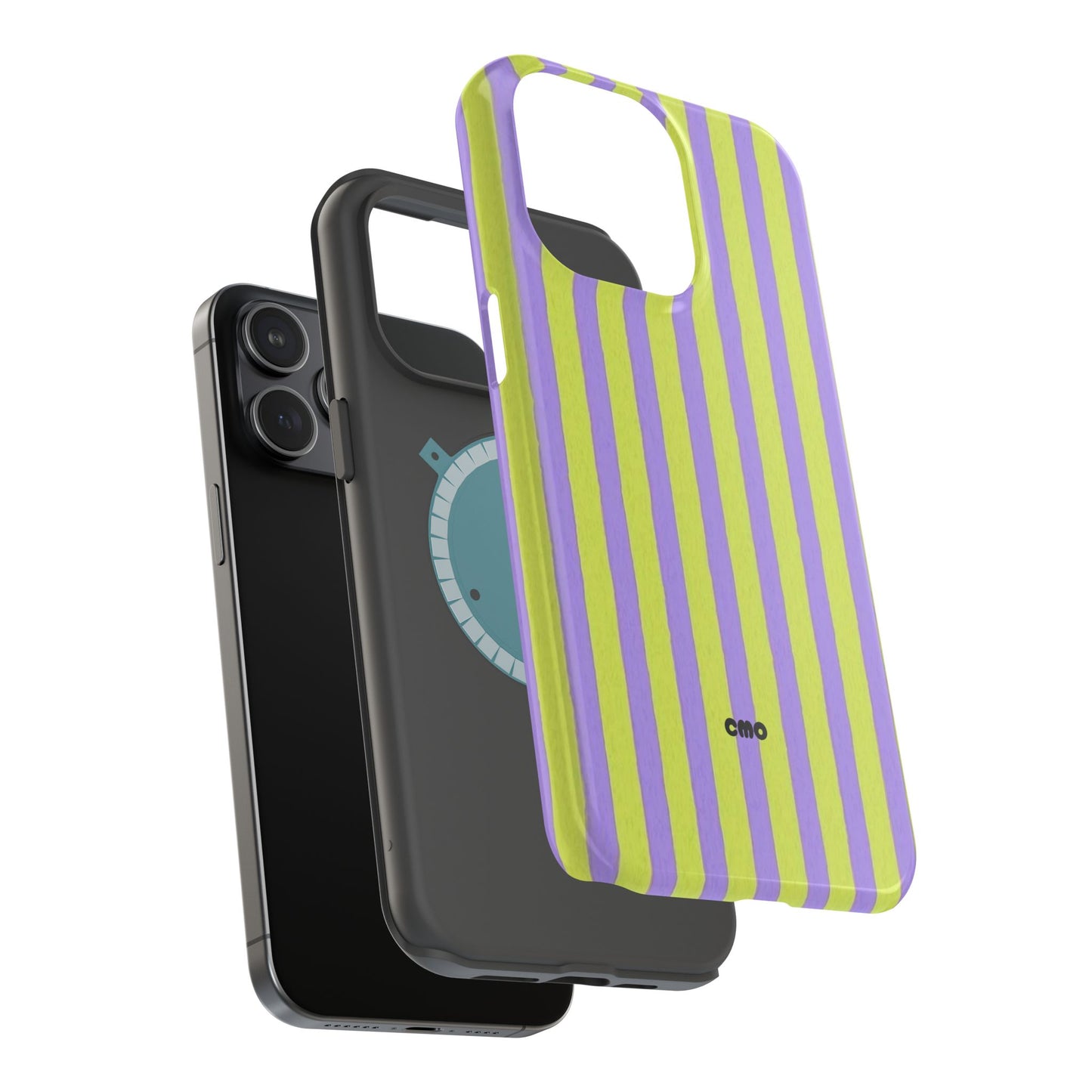 Phone Case — Bold Purple & Lime Stripe Magnetic Impact-Resistant Case