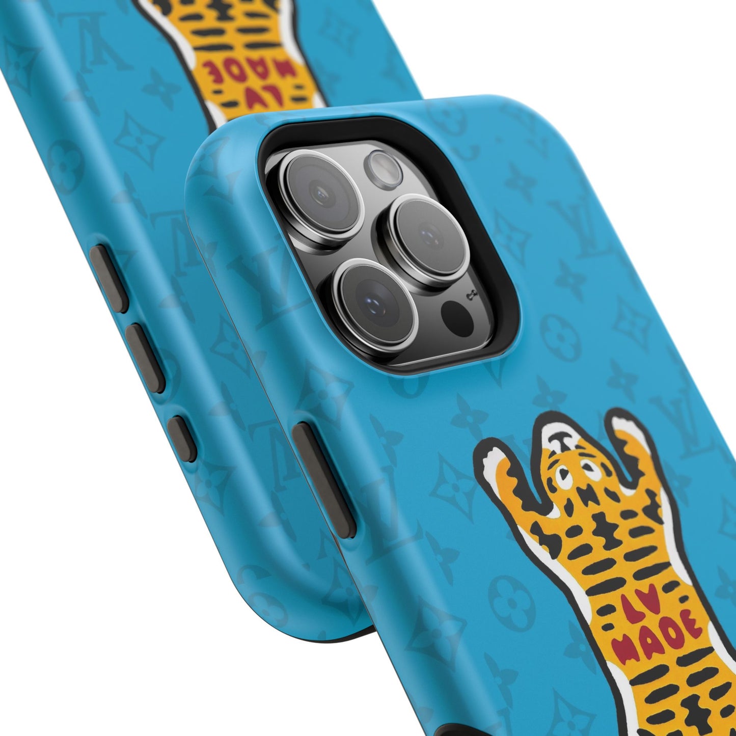 Magnetic Impact-Resistant Phone Case — Blue Tiger Rug Design