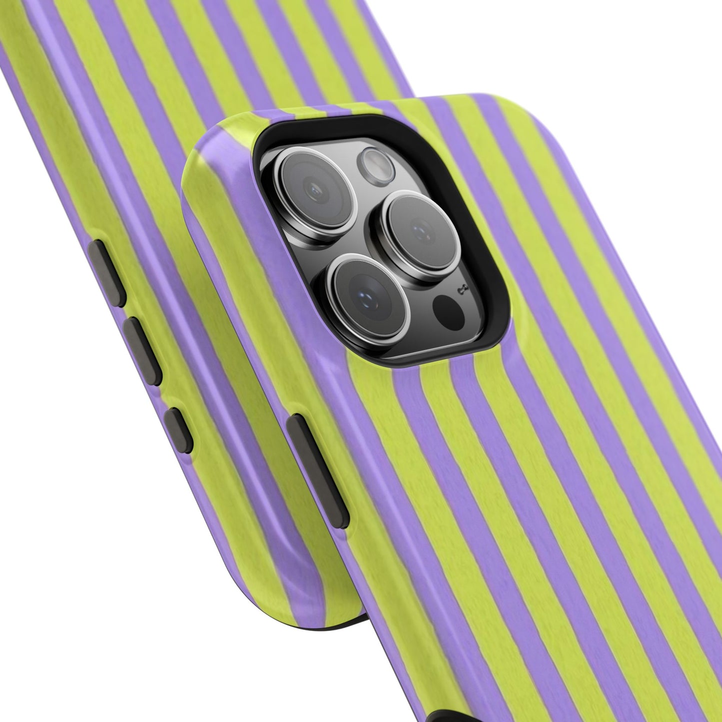 Phone Case — Bold Purple & Lime Stripe Magnetic Impact-Resistant Case