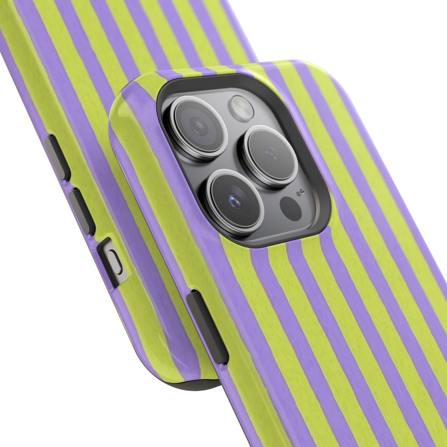 Phone Case — Bold Purple & Lime Stripe Magnetic Impact-Resistant Case