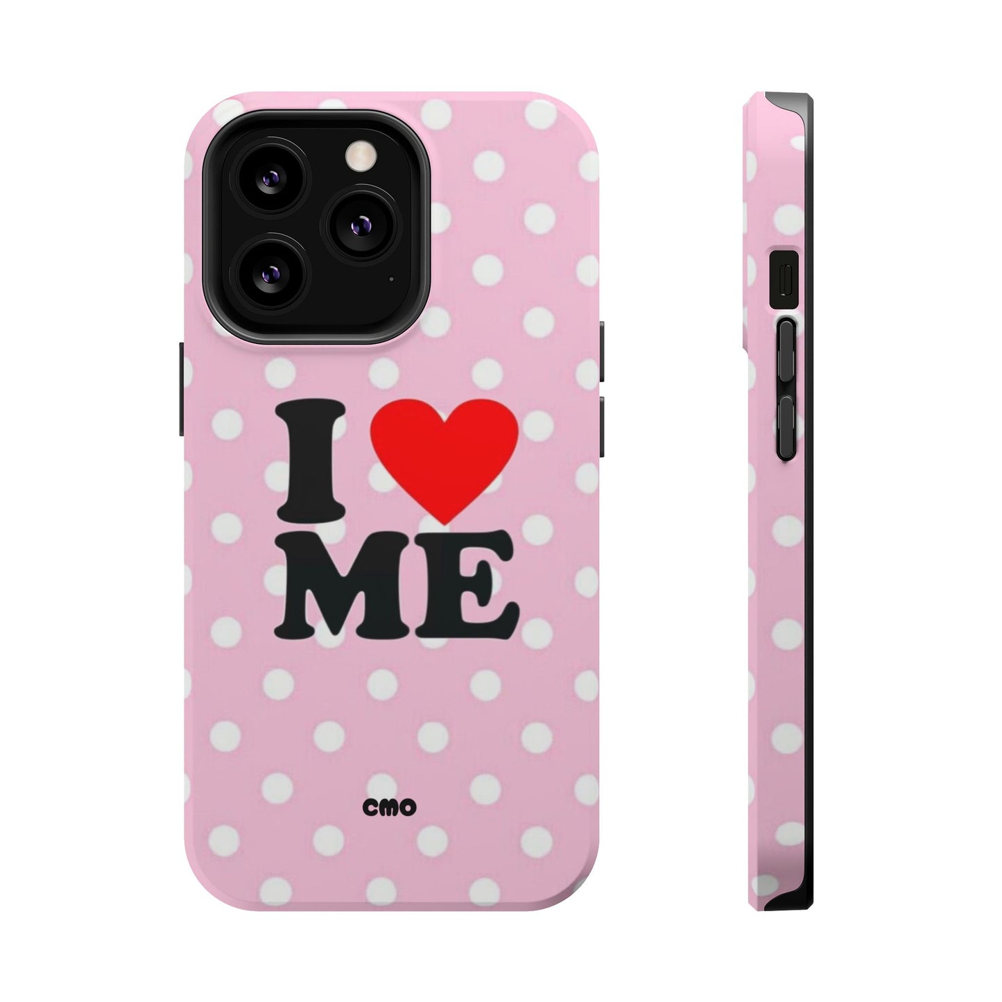 Pink Polka Dot "I  love ME" Magnetic Impact Phone Case — Self-Love Protective Cover