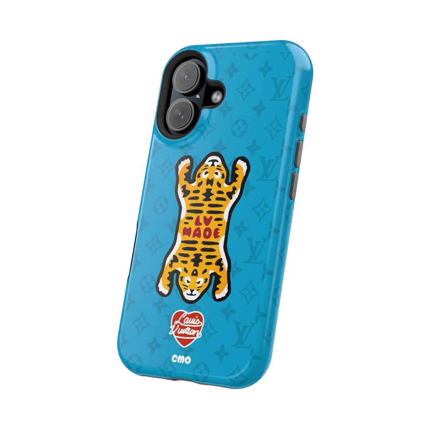 Magnetic Impact-Resistant Phone Case — Blue Tiger Rug Design