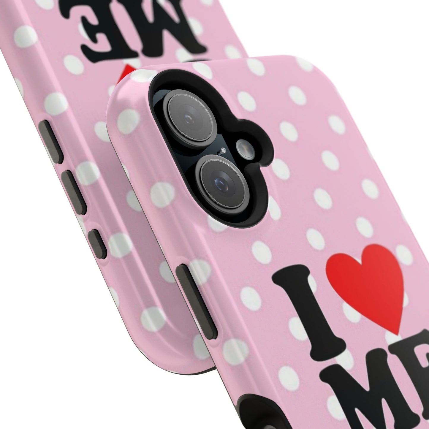 Pink Polka Dot "I  love ME" Magnetic Impact Phone Case — Self-Love Protective Cover