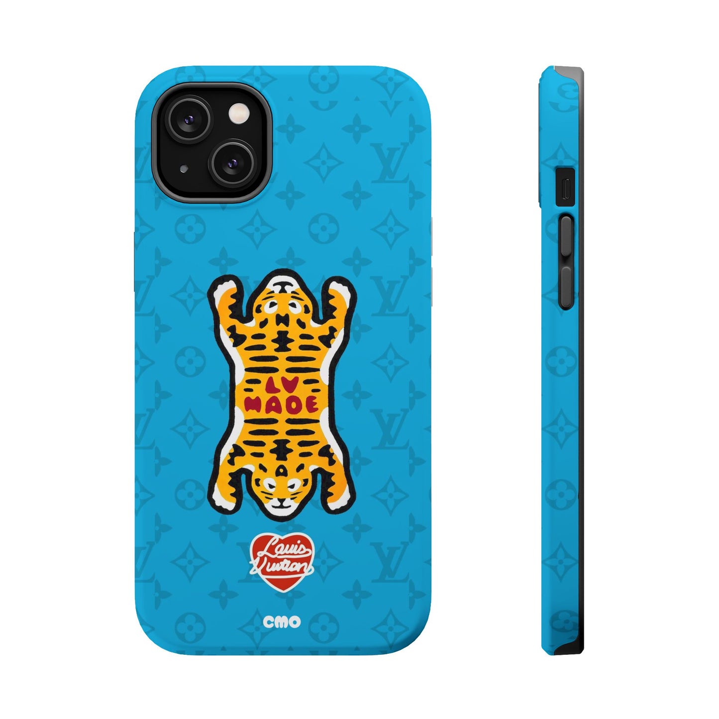 Magnetic Impact-Resistant Phone Case — Blue Tiger Rug Design