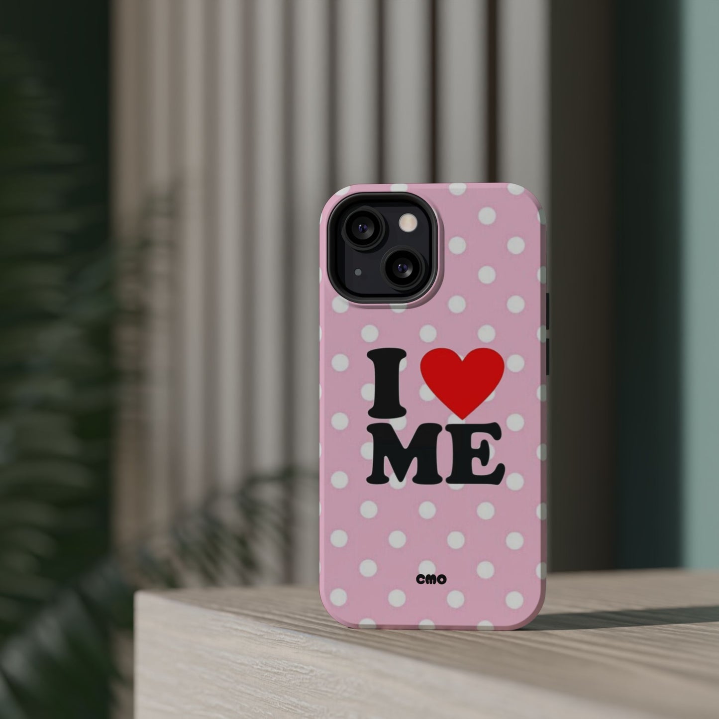 Pink Polka Dot "I  love ME" Magnetic Impact Phone Case — Self-Love Protective Cover