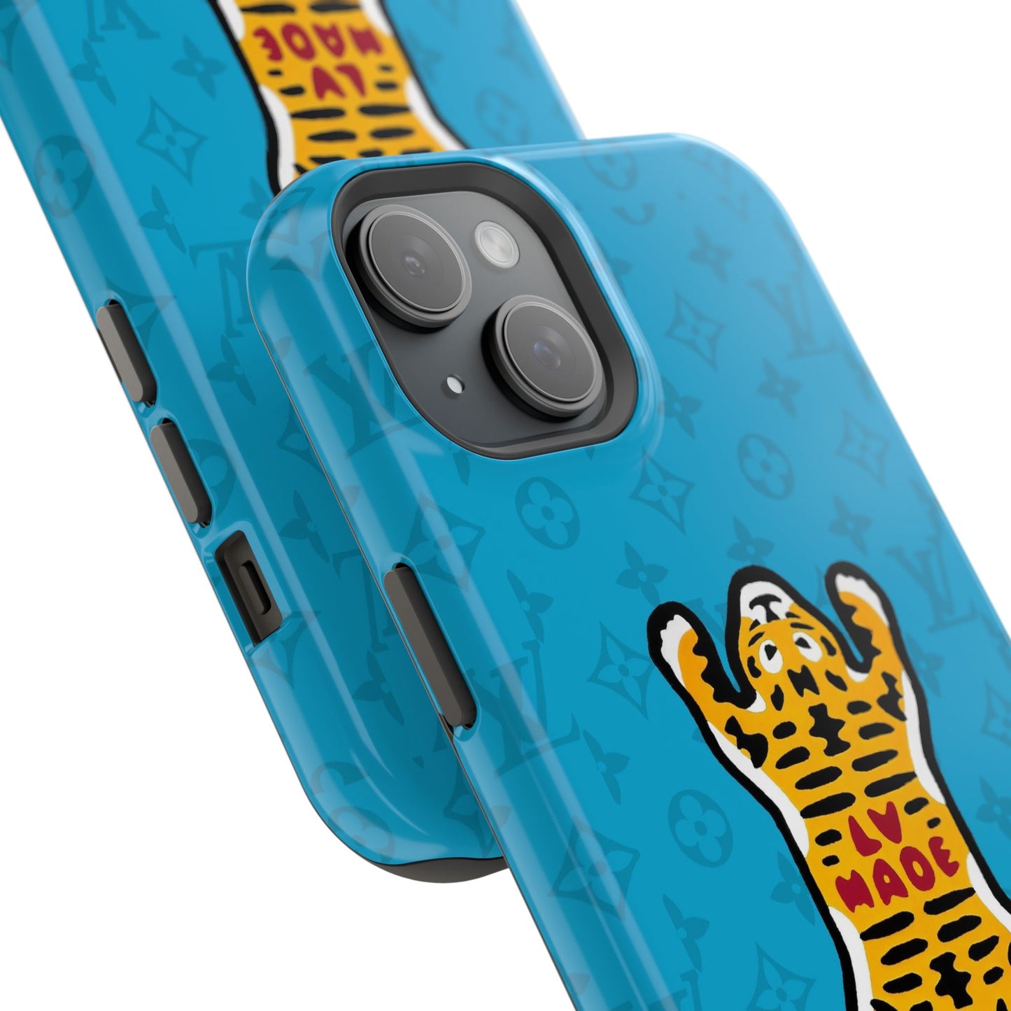 Magnetic Impact-Resistant Phone Case — Blue Tiger Rug Design