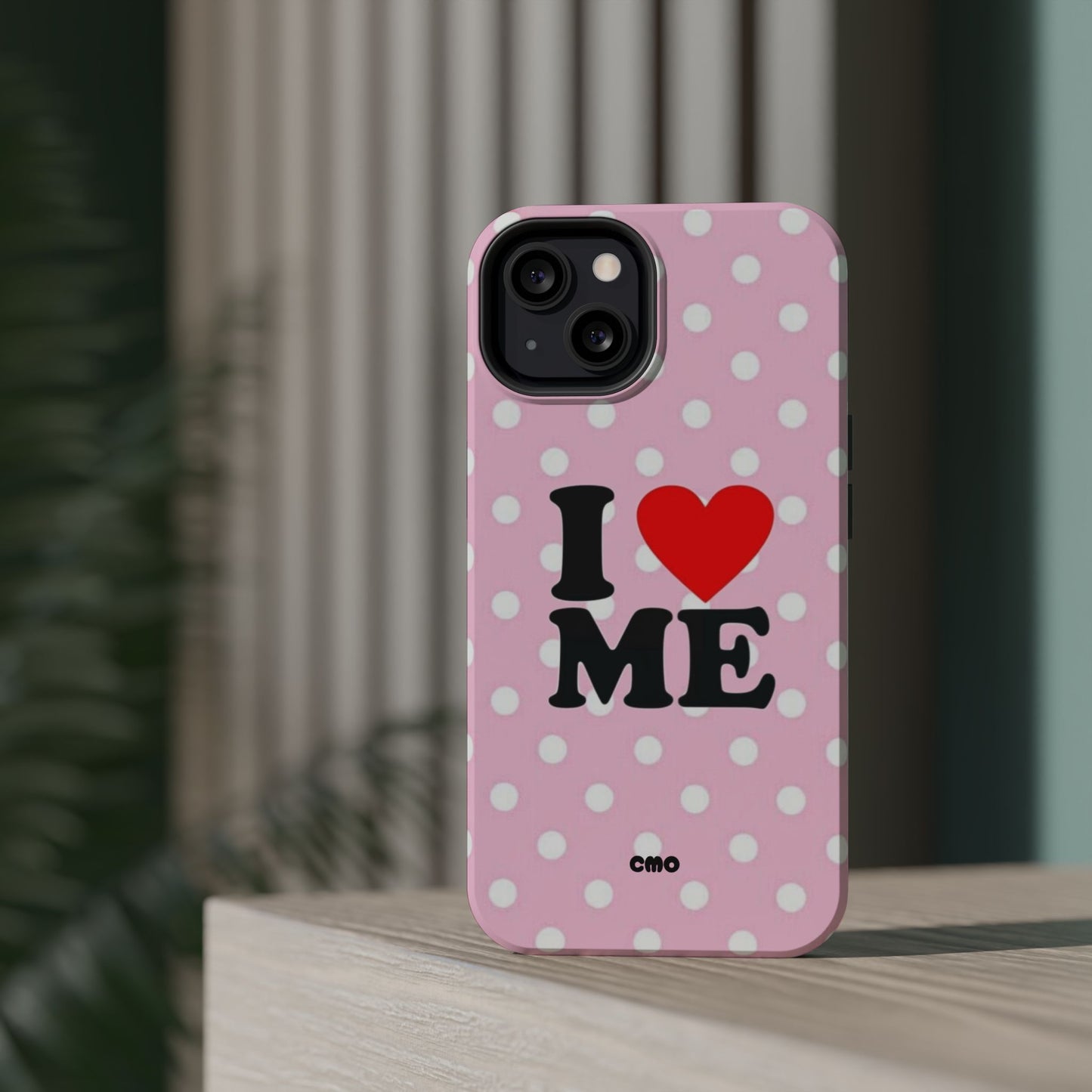 Pink Polka Dot "I  love ME" Magnetic Impact Phone Case — Self-Love Protective Cover