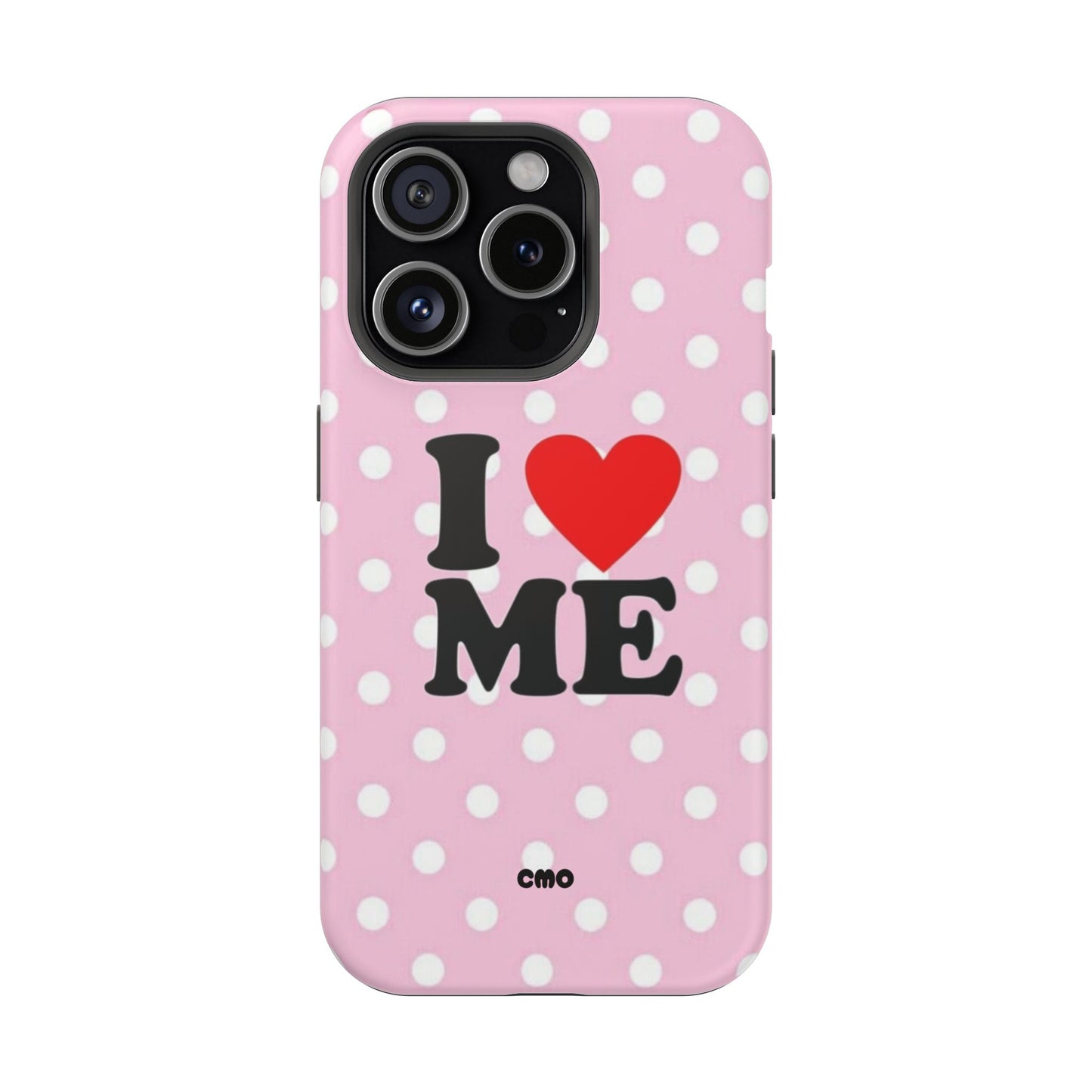 Pink Polka Dot "I  love ME" Magnetic Impact Phone Case — Self-Love Protective Cover