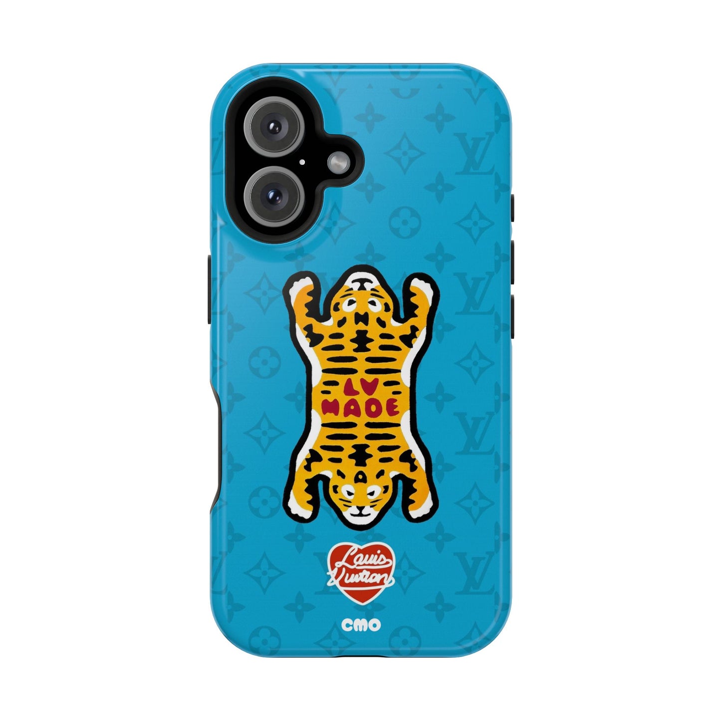 Magnetic Impact-Resistant Phone Case — Blue Tiger Rug Design
