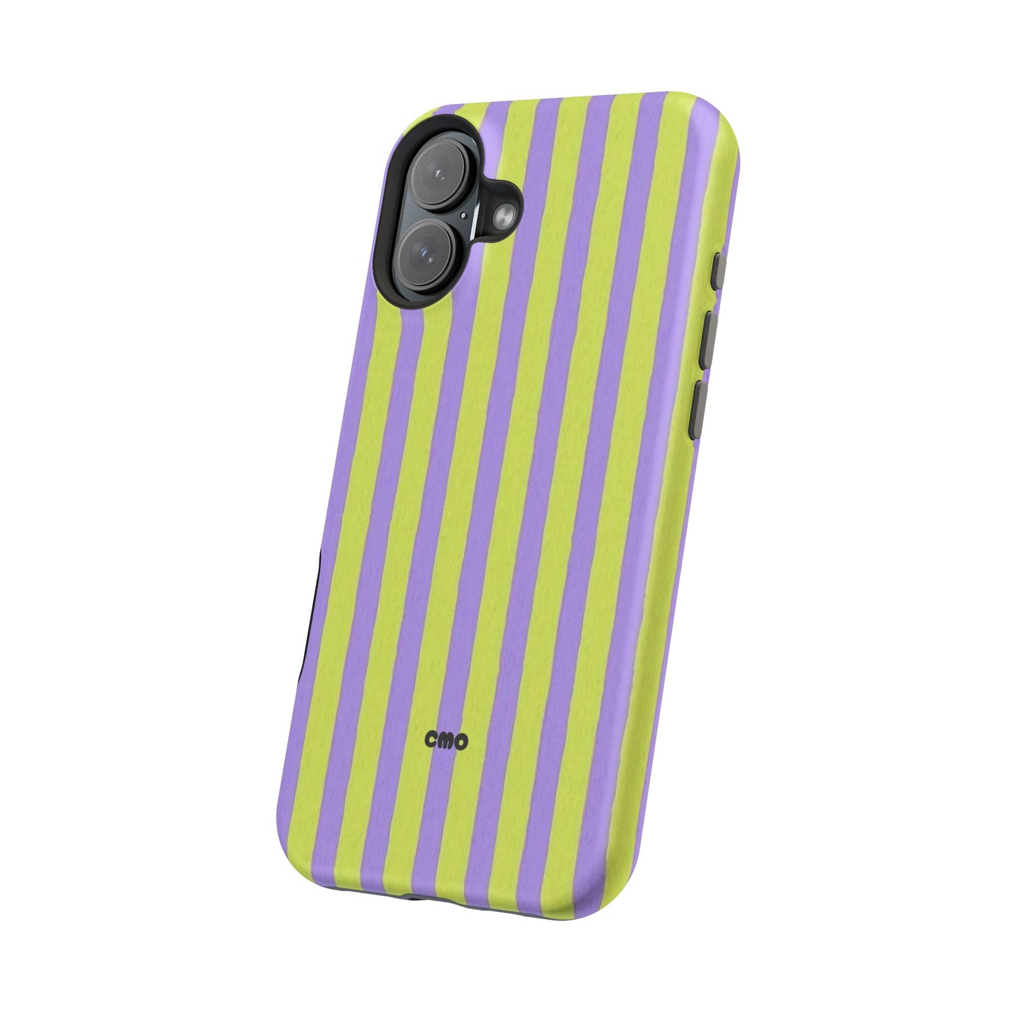 Phone Case — Bold Purple & Lime Stripe Magnetic Impact-Resistant Case
