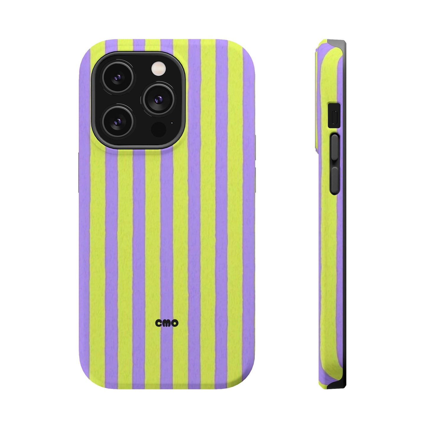 Phone Case — Bold Purple & Lime Stripe Magnetic Impact-Resistant Case