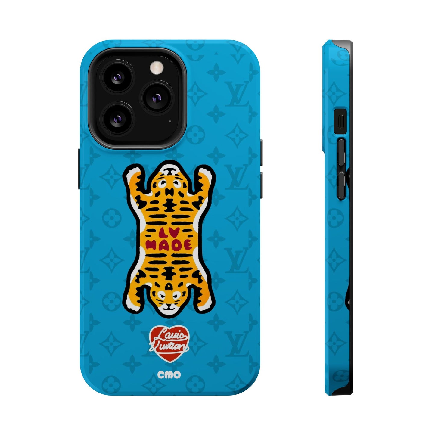 Magnetic Impact-Resistant Phone Case — Blue Tiger Rug Design