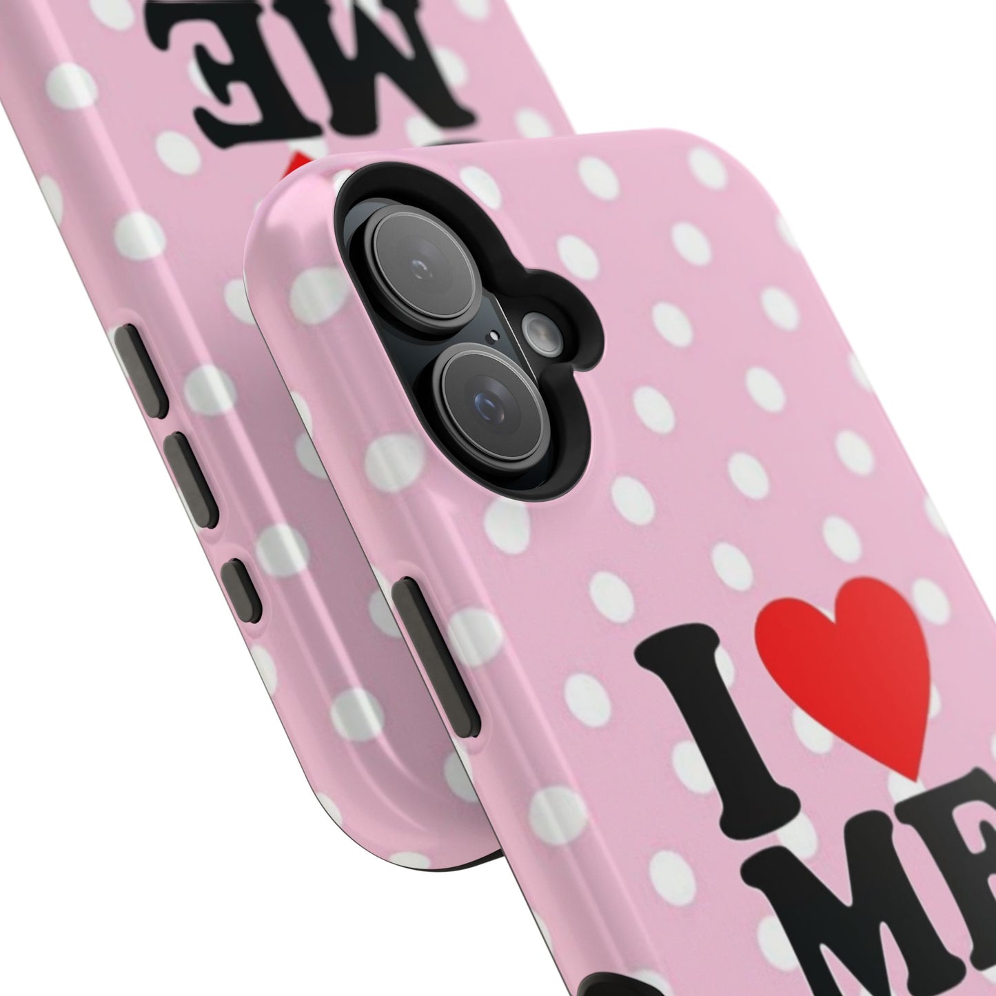 Pink Polka Dot "I  love ME" Magnetic Impact Phone Case — Self-Love Protective Cover
