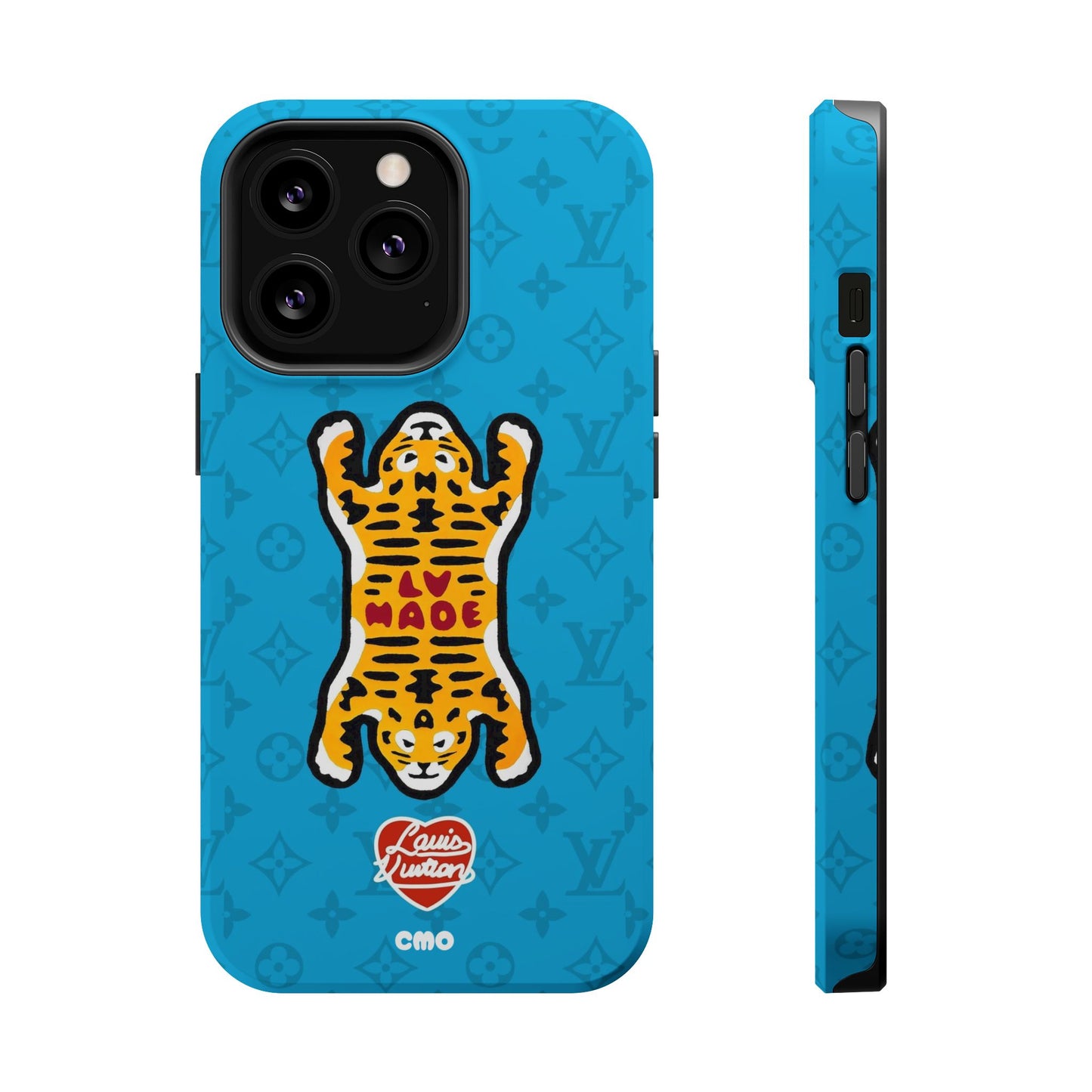 Magnetic Impact-Resistant Phone Case — Blue Tiger Rug Design