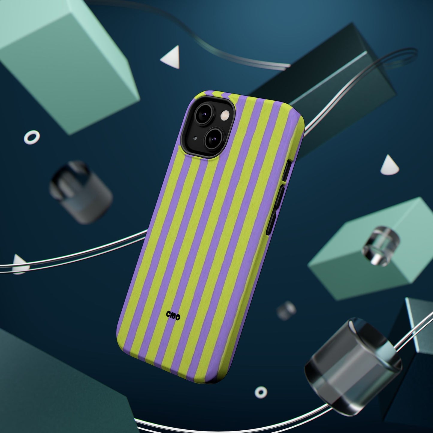 Phone Case — Bold Purple & Lime Stripe Magnetic Impact-Resistant Case