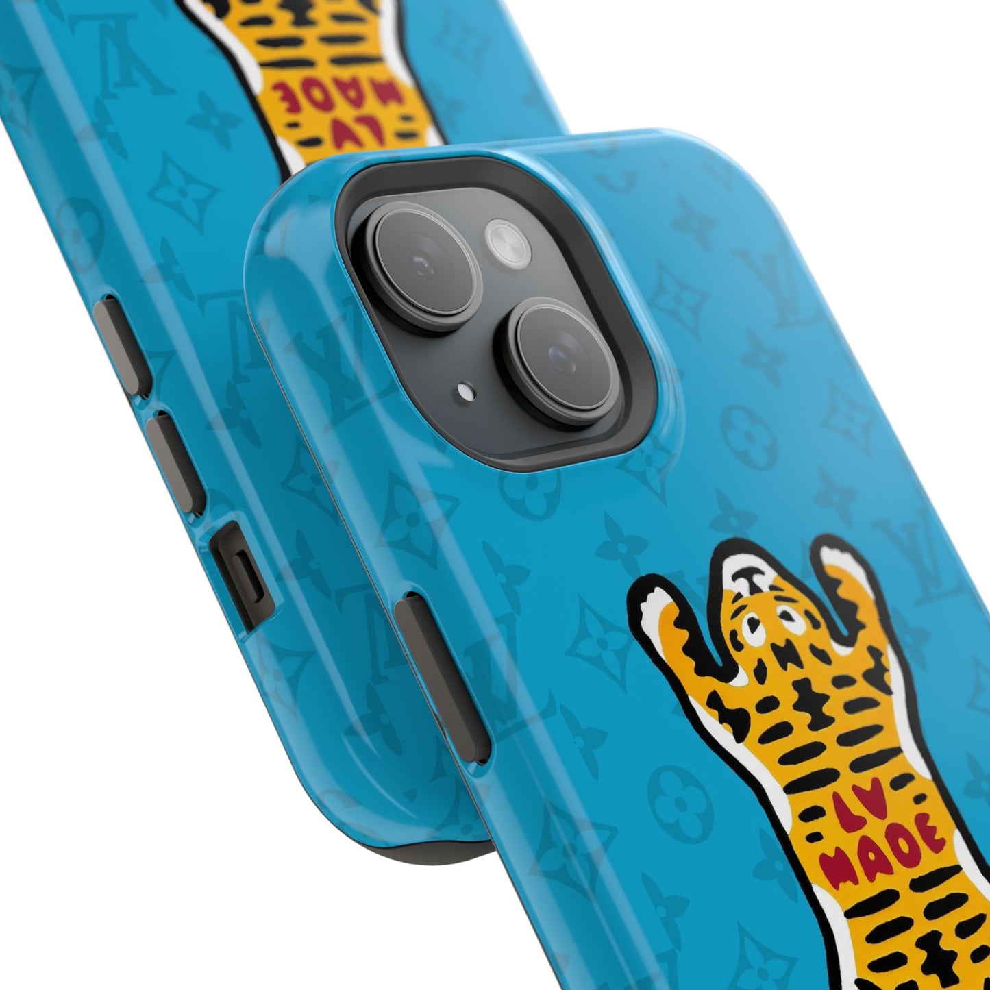Magnetic Impact-Resistant Phone Case — Blue Tiger Rug Design