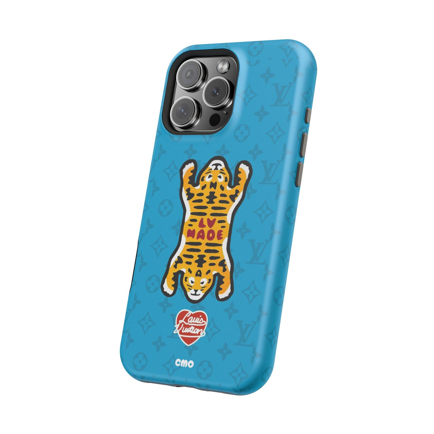 Magnetic Impact-Resistant Phone Case — Blue Tiger Rug Design