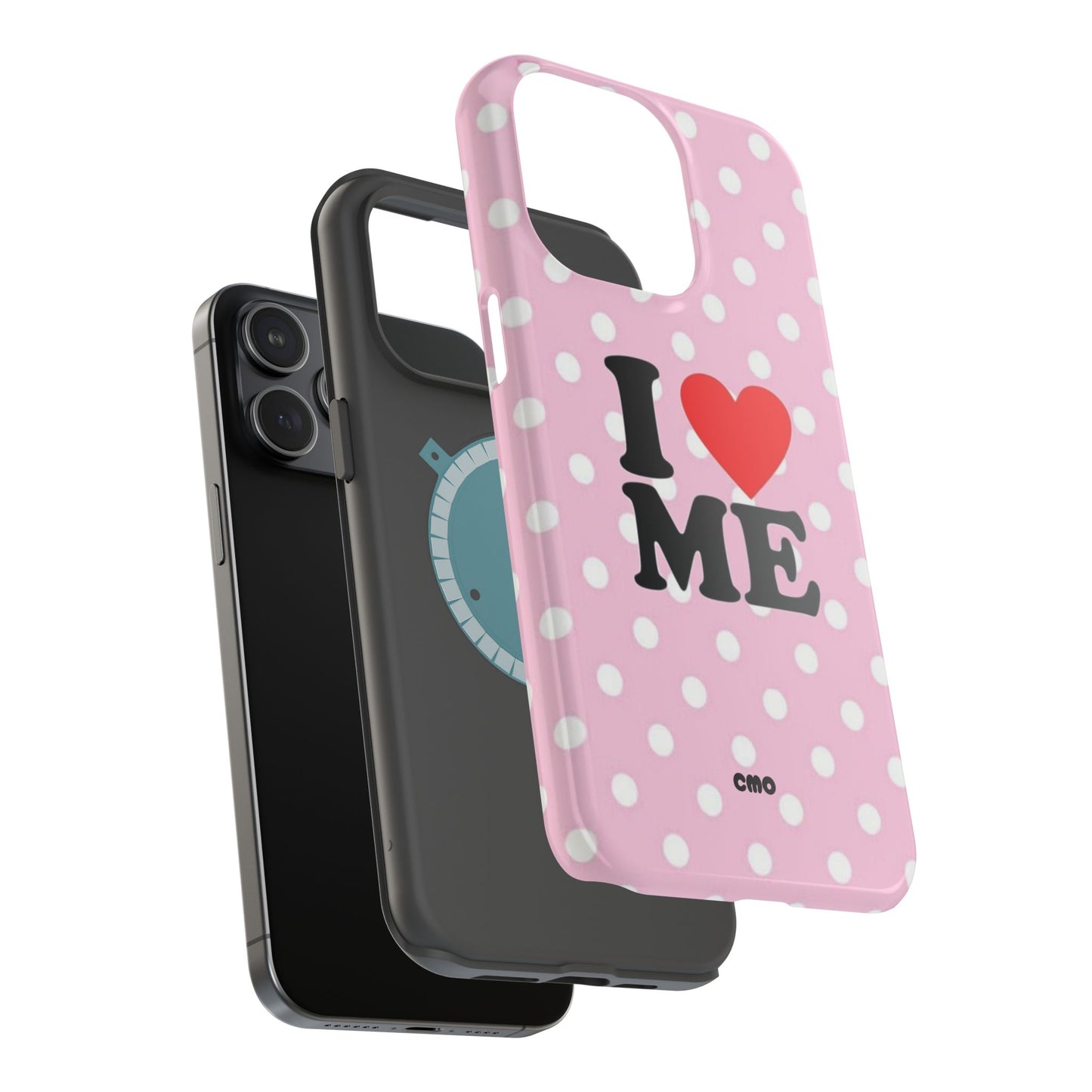 Pink Polka Dot "I  love ME" Magnetic Impact Phone Case — Self-Love Protective Cover