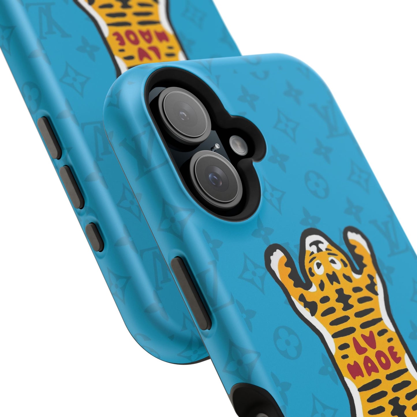 Magnetic Impact-Resistant Phone Case — Blue Tiger Rug Design