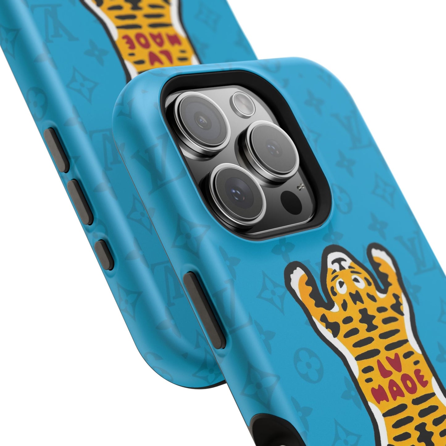 Magnetic Impact-Resistant Phone Case — Blue Tiger Rug Design