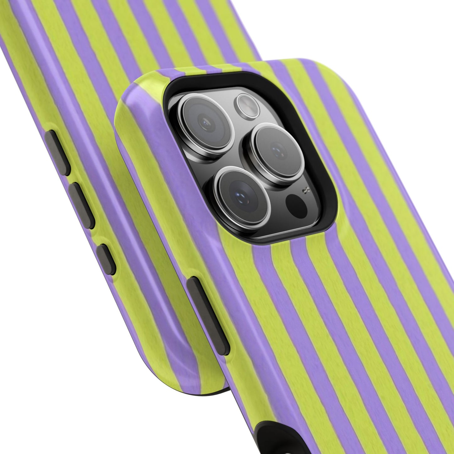 Phone Case — Bold Purple & Lime Stripe Magnetic Impact-Resistant Case