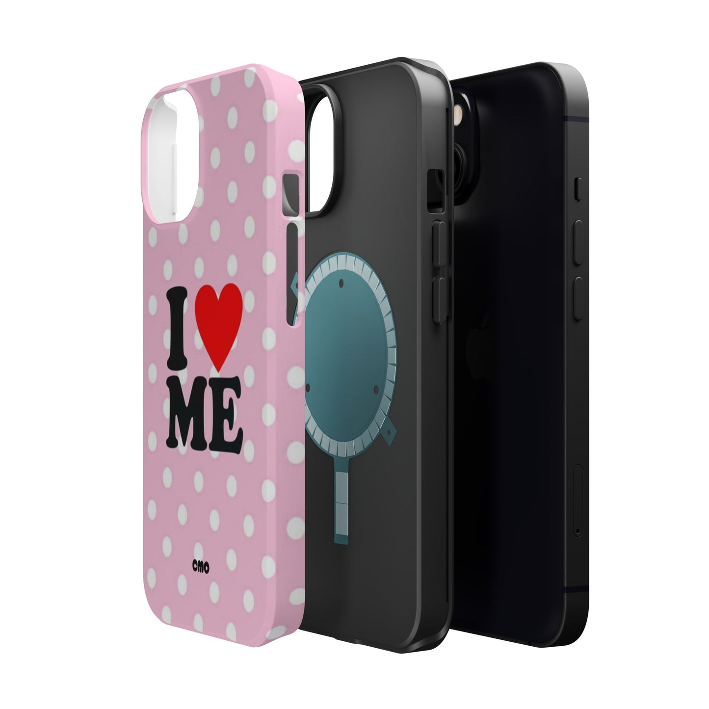 Pink Polka Dot "I  love ME" Magnetic Impact Phone Case — Self-Love Protective Cover