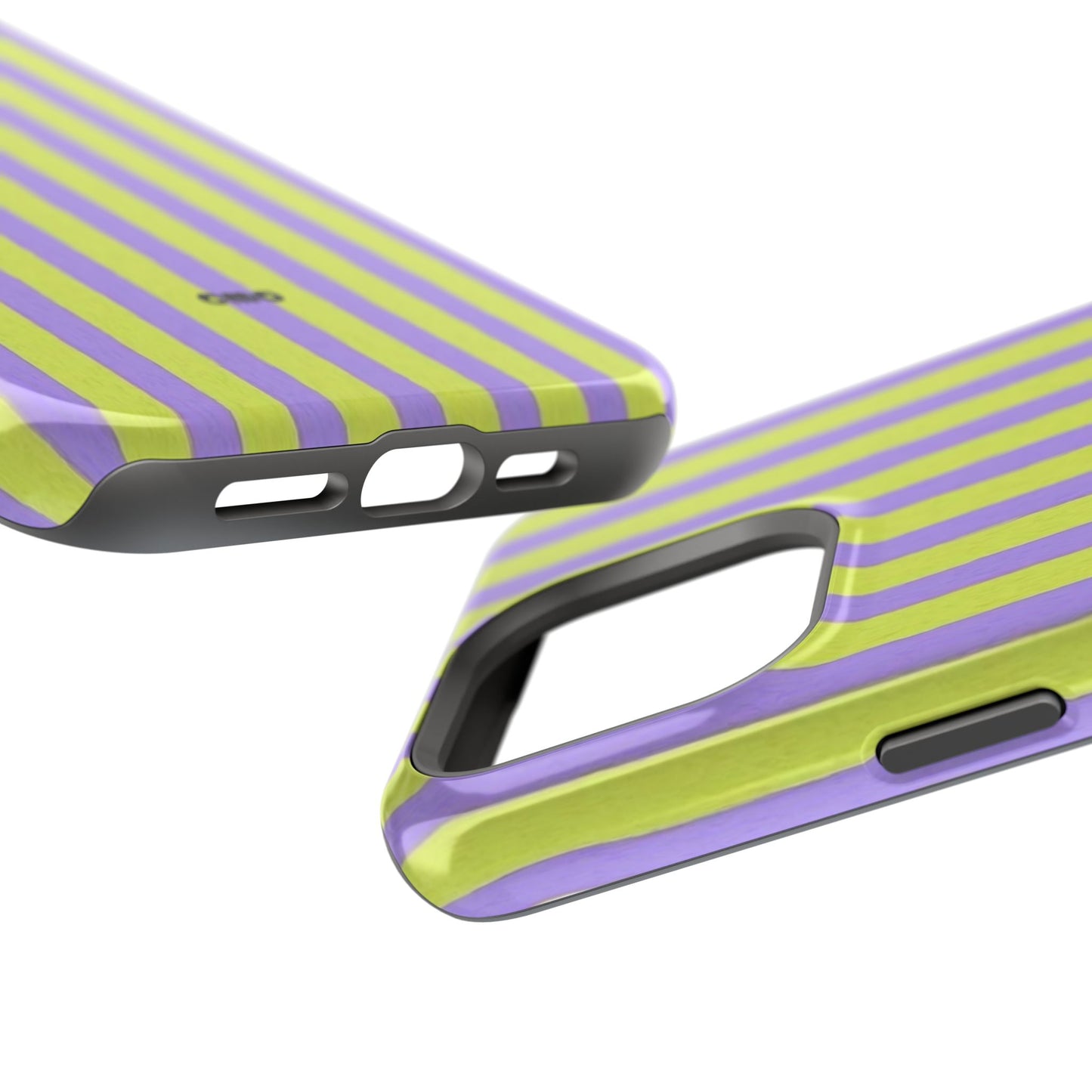 Phone Case — Bold Purple & Lime Stripe Magnetic Impact-Resistant Case